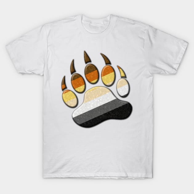Gay Bear Pride Flag Colored Paw Symbol T-Shirt by LiveLoudGraphics
